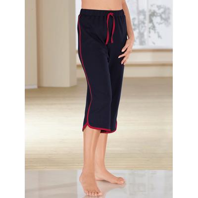 Caprihose, Damen, Gr. 48, Normalgrößen, blau (marine), 100% Baumwolle, unifarben, knielang, Hosen Caprihose