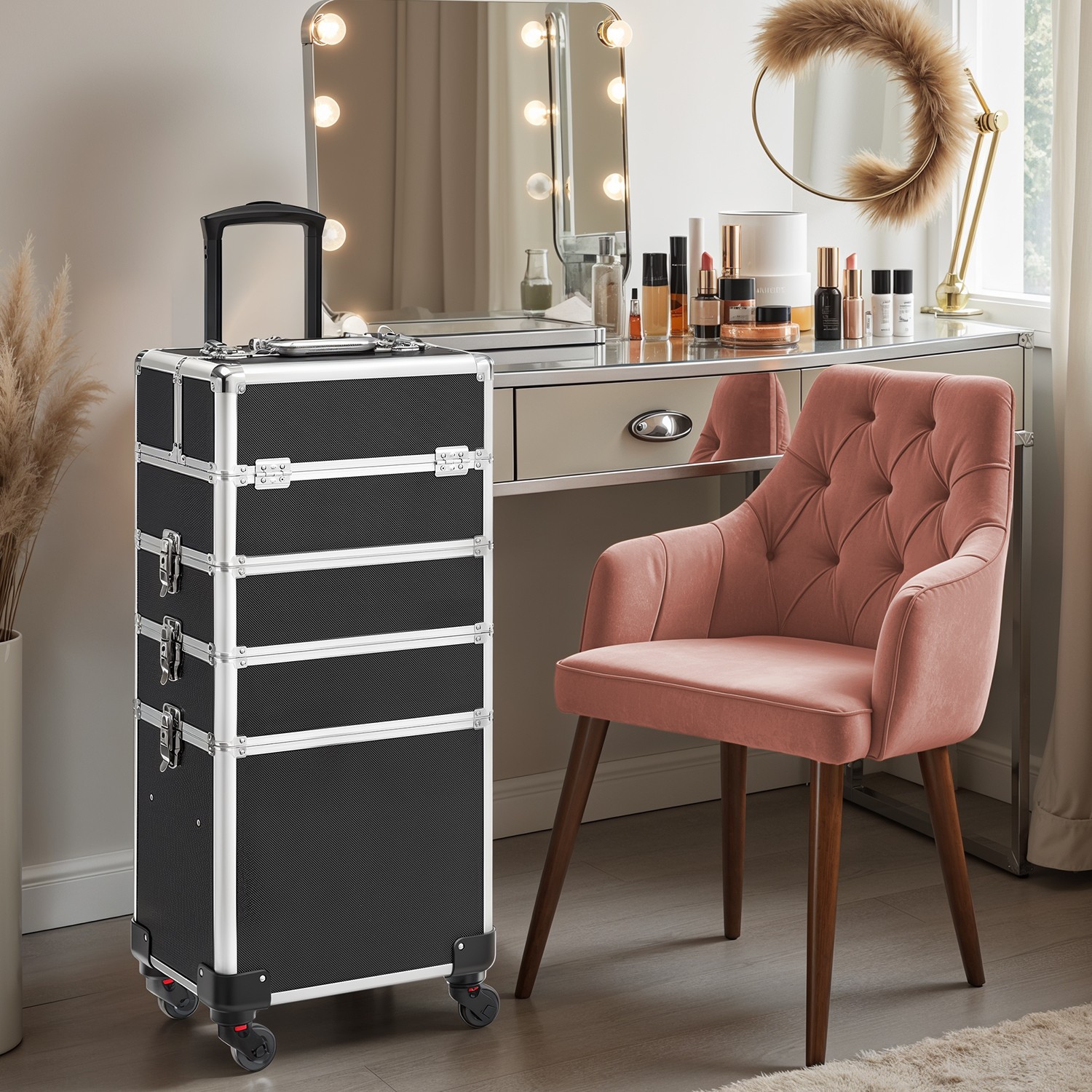 SONGMICS Kosmetikkoffer, Trolley, 4-in-1 Schminkkoffer JHZB3511BK