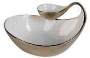 Classic Touch "White Porcelain Chip and Dip Bowl Gold Edged, 10"""