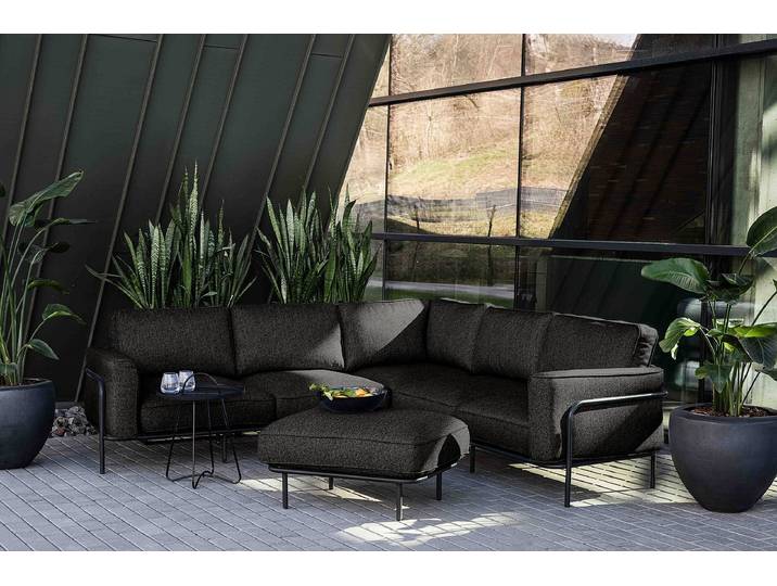 Outdoor-Hocker Mura Kunstfaser Schwarz/Schwarz 85 x 45 x 64cm