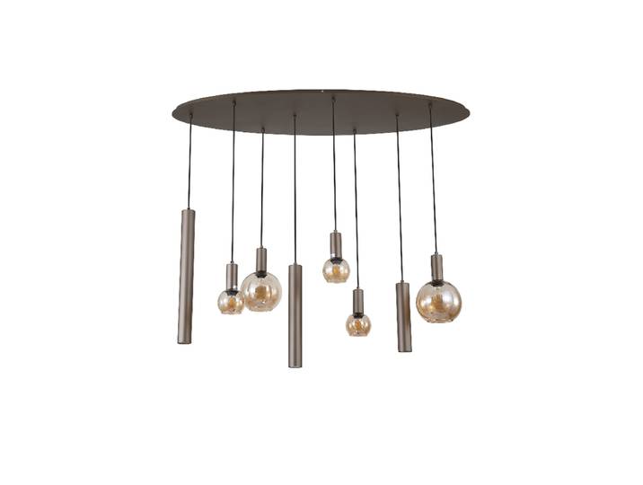 Moderne Pendellampe Lyon Amber, Latte Searchlight