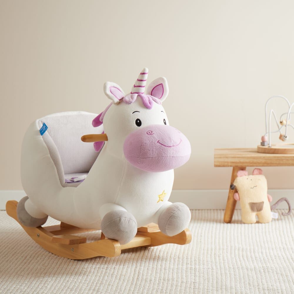 Bieco Animal balancín de peluche unicornio con cinturón
