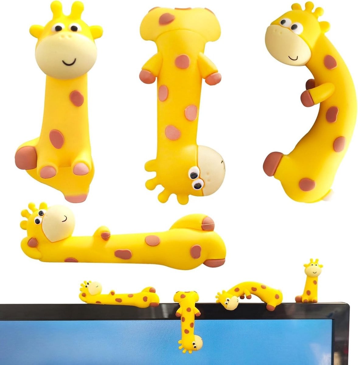 Set van 4 Giraffe Bureau Gadgets, Schattige Mini Figuren voor Kantoor Decoratie en Accessoires