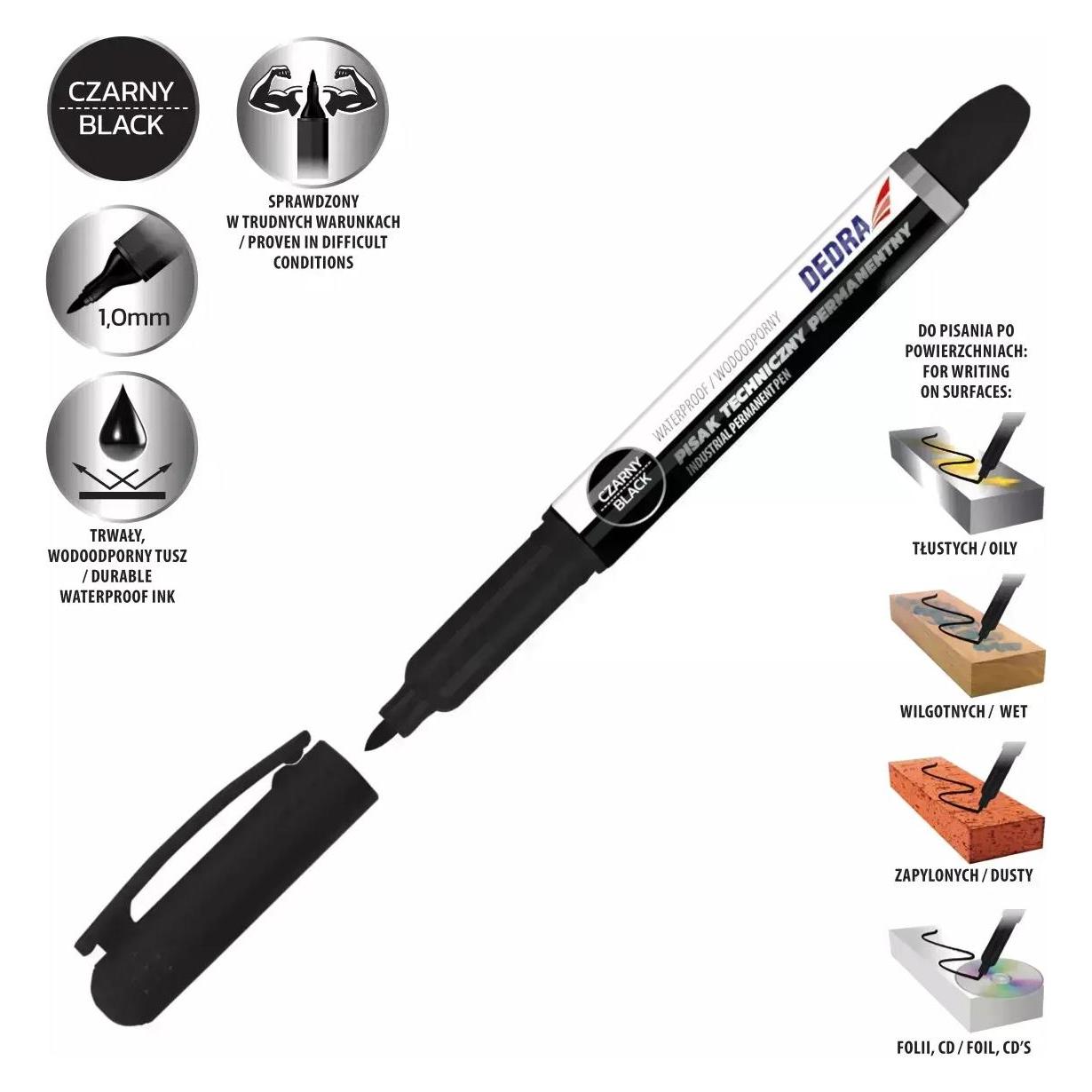 Dedra Industrieller permanenter schwarzer Marker 1mm (1x) (M89Z03)
