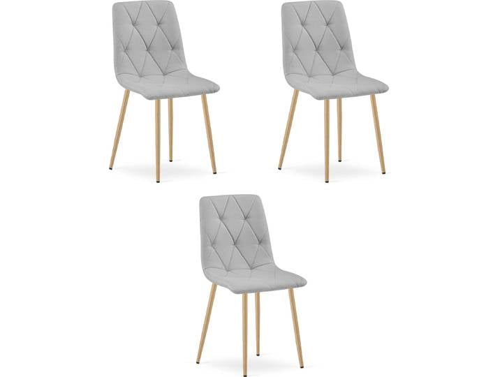 Chaise LIBRA - tissu gris clair/pieds en bois x 3