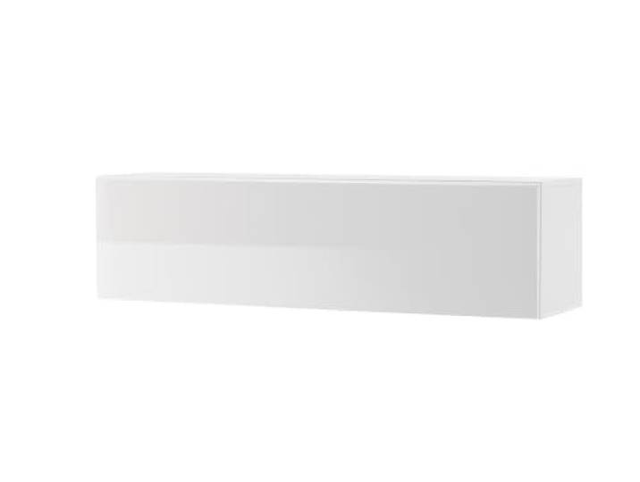 LIVOJO M14 Wohnzimmer Stauraumschrank Schrank hängend quer 130 x 35 x 38 cm Weiß Hochglanz