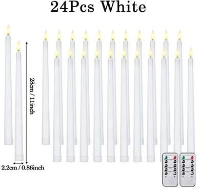 Inspire Select Flameless LED Taper Candles With Remote 3D Flickering Battery Operated Candles For Home & Event Decor white 24pcs