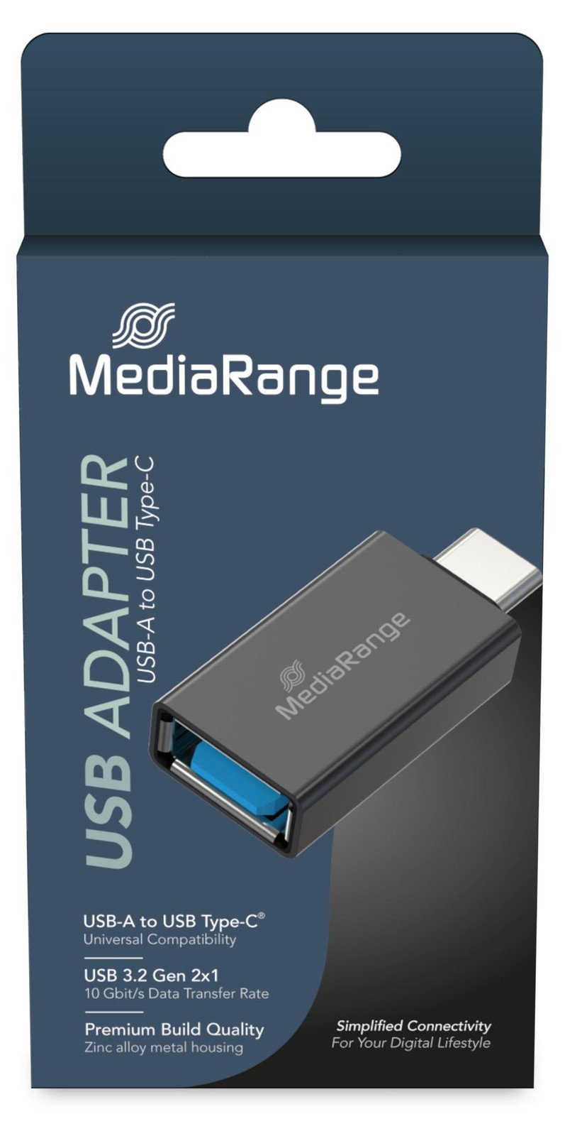 MediaRange MRCS216 Universele USB-A naar USB-C adapter - zwart