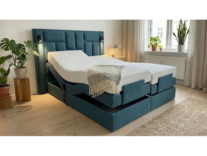 PAARA Boxspringbett elektrisch verstellbar mit LED Beleuchtung inkl. Matratze und Topper, mit einzigartigem Belüftungssystem