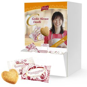 Coppenrath Kekse Cookie-Herzen Vanille, einzeln verpackt im Thekendispenser, 1000 g, 200 Stück