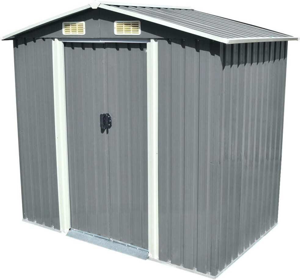 Gartenschuppen Grau Metall 204 x 132 x 186 cm