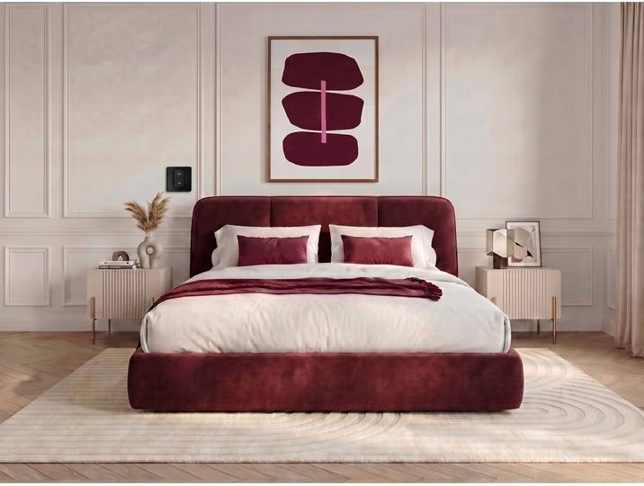 Lit coffre électrique MOONA velours lisse 140x200