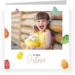 Grußkarten Ostern in Weiß im Design "Osterei-Regen" - Musterkarte