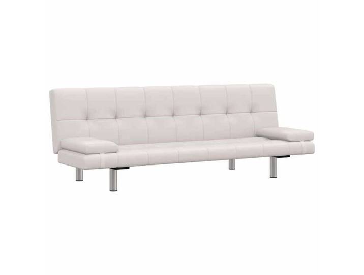 Promotion Nove  SOFA - Canapé-lit Convertible - chaise longue réglable avec deux oreillers Similicuir Blanc crème FR_02627364