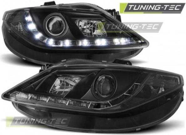 Scheinwerfer LED Tagfahrlicht Optik passend für Seat Ibiza 6J Bj. 08-12 Schwarz