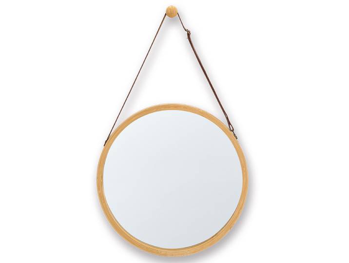 Wandspiegel Luaah Ø 38cm Braun Glas / Bambus / PVC 38 x 1 x 38cm
