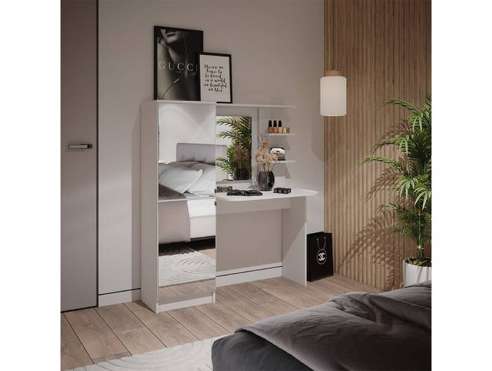Vicco Schminktisch Jasmin, Weiß, 123 cm mit Spiegel (1-St)