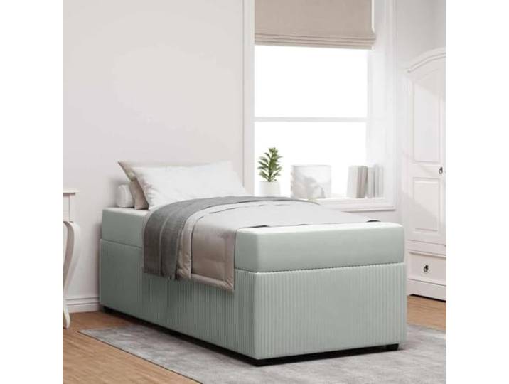 Stabiler Holzstoffrahmen Modernes Design Bettgestell 90x190 cm Hellgrau Bettgestell mit Matratze Hellgrau 90x190 cm Stoff Einzelbett inklusive Lattenrost Komfort Kern