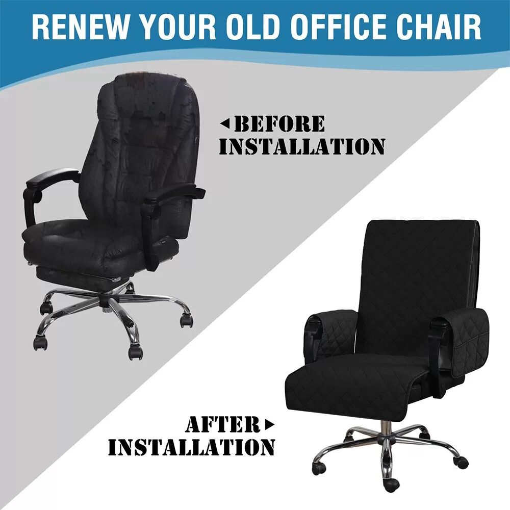 INF Coussin Imperméable pour Fauteuil de Bureau avec Accoudoirs - Moderne & Confortable Le noir