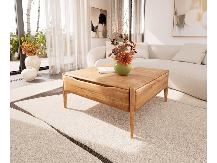 Table basse Simcha 90x90 cm acacia naturel 1 volet