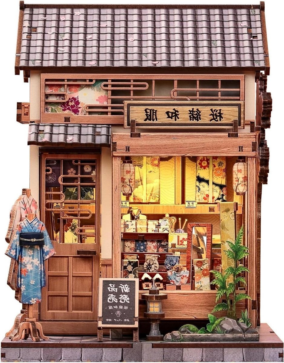 Boek Nook Kit Miniatuur Huis Japanse Stijl Houtkleur Hoogte: 19 cm