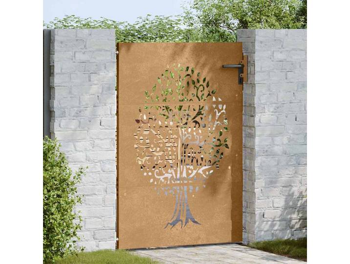 vidaXL Gartentor 85x150 cm Cortenstahl Baum-Design