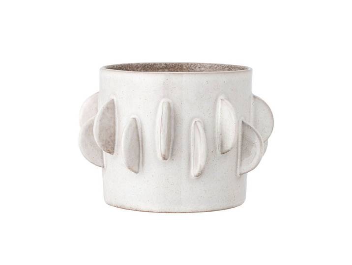 Blumentopf Eira – Skulpturales Steingutdesign in Weiß - Weiß - Luxusbetten24