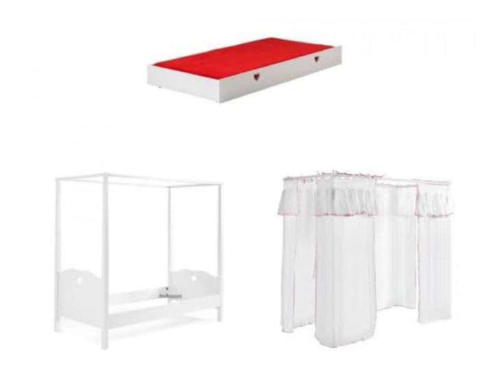 Vipack 'Autobett amco31 Amori Bett Baldachin Holz weiß 3 teilig 211 x 96 x 187 cm