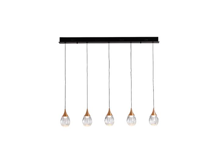 LED Design Hängelampe „Corina“ 5-flammig Schwarz, Kupfer Schuller