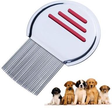 United Stainless Steel Dog Flea Comb For Cats And Pets Fine Tooth Grooming Comb red