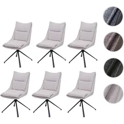 6er-Set Esszimmerstuhl HWC-N71, Küchenstuhl, drehbar Auto-Return, Stoff/Textil (420g/m2) Öko-Tex ~ creme-beige
