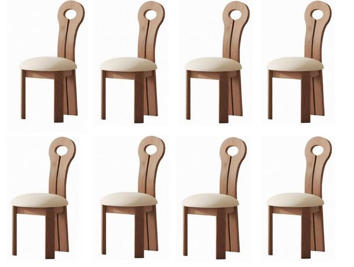 JVmoebel Sitzgruppe Moderne Holz 8x Esszimmerstühle Textil Designer Stühle Esszimmer, Made in Europa
