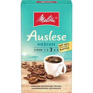 Melitta Kaffee Auslese Medium 50%, gemahlener Kaffee, Arabica & Robusta, 500 g