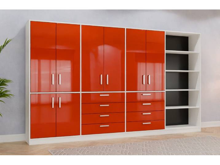 Aktenschrank nach Maß - RAL 2002 Blutorange - 200x340x40cm - Individuell konfigurieren