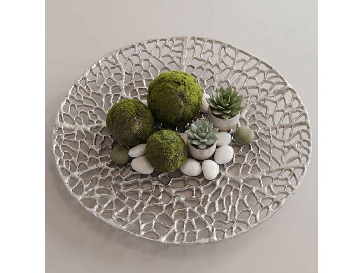 Bol décoratif rond Ø 44cm Argenté/Argenté