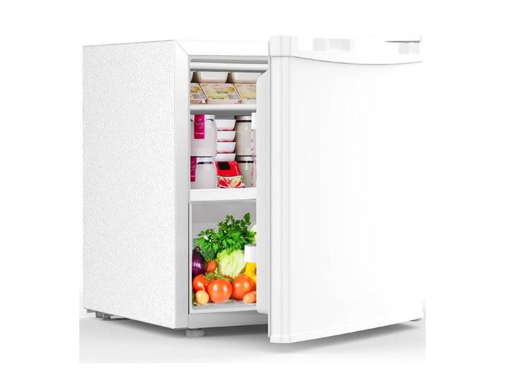 Kismile Kühlschrank 45L Mini-Kühlschrank mit Gefrierfach, kleiner Kühlschrank mit wechselbarem Türanschlag BC-46, regelbarer Thermostat, ultra leise & energiesparend