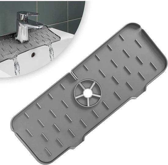 Antislipmat van siliconen voor bad, douche of wasbak - Grijs