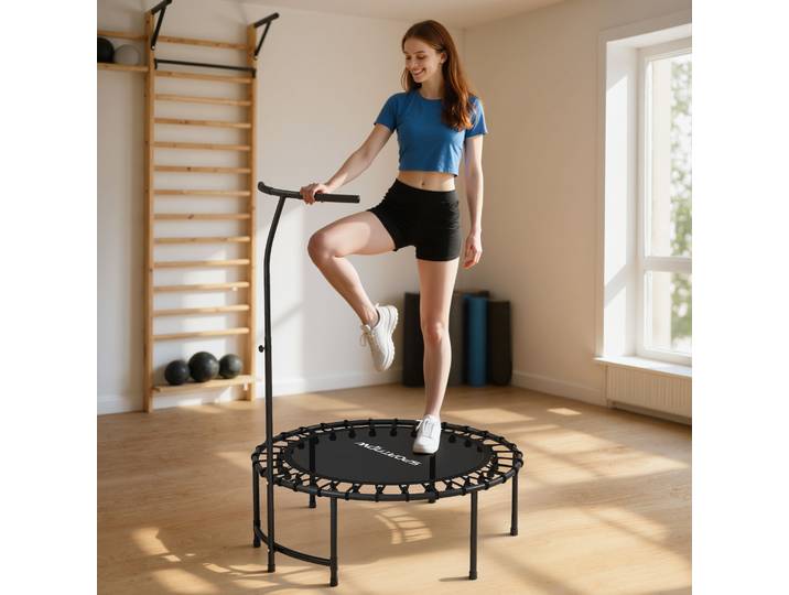 SPORTNOW Trampoline Entraînement Noir avec Poignée Réglable 5 Niveaux