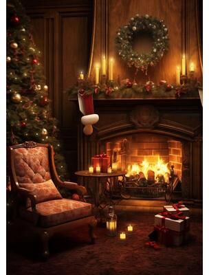 Inspired Finds Classic Santa Claus Christmas Canvas Wall Art Festive Holiday Poster Decor 7.87x11.81in cozy Hearth Christmas
