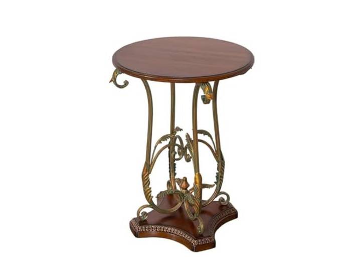 TEESONG Beistelltische für Wohnzimmer, kleiner Couchtisch, Massivholz, Retro, rund, Metall, für Wohnzimmer, Balkon, Beistelltisch für Wohnzimmer, Couchtisch