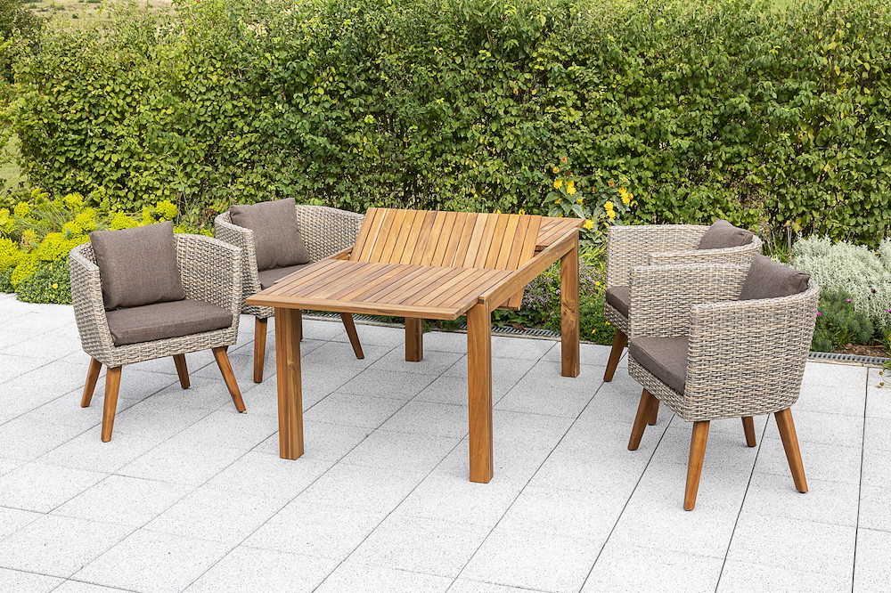 MERXXHANDELS Imperia Set 5tlg 4 Sessel Kissen Tisch 150(200)x90cm 16909559