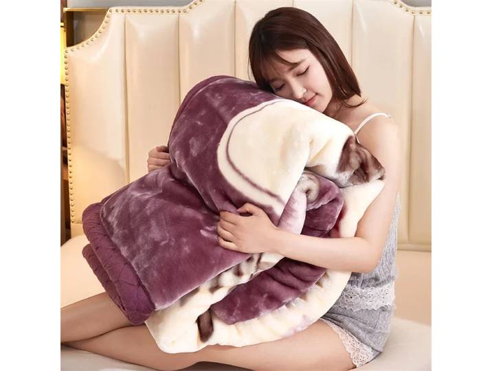 Couvertures Raschel Double Couche, Plaid Doux et Chaud en Fausse Fourrure de Vison, Épais et Moelleux en Microcarence, Peluche Lestée pour Lits