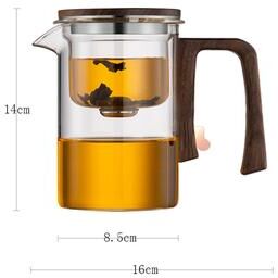 Combo Retail Shop New Tea Pot With Magnetic Switch, Glass, Wood Handle, Tea Separation magnetic B 520ml