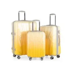 SUITLINE - 3er Koffer-Set Hartschalenkoffer Trolley, TSA, S M & L, Safari Sunrise