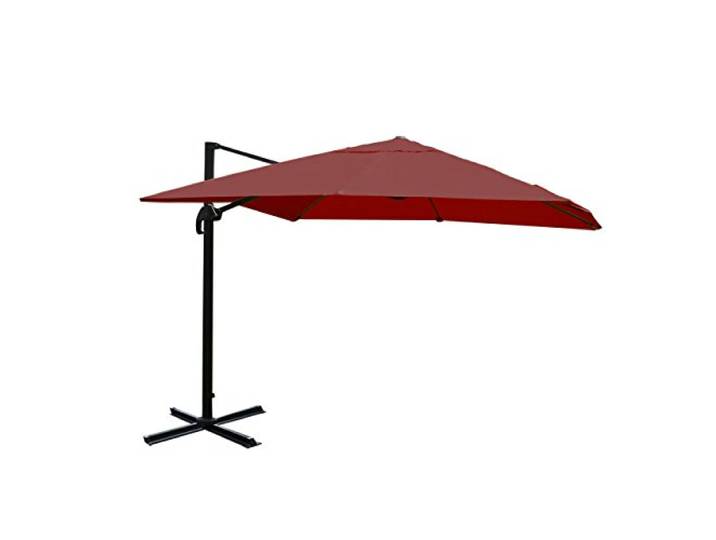 Mendler Gastronomie-Ampelschirm HWC-A96 3x3m Polyester - bordeaux