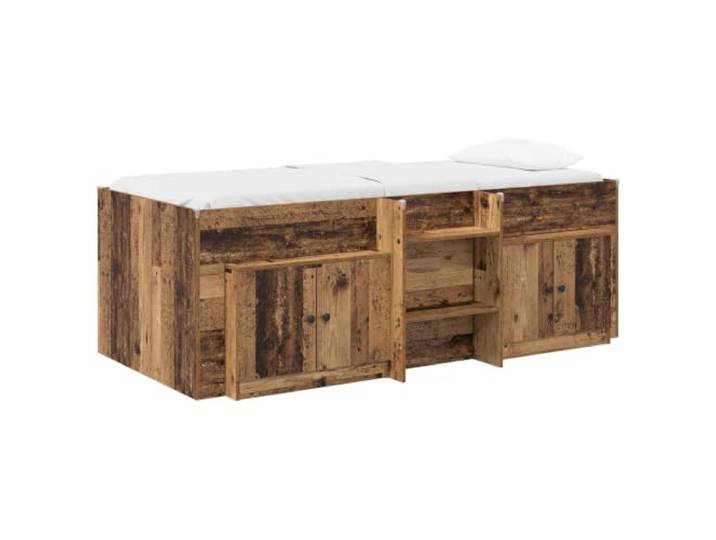 PUGYNBK Etagenbett Loft rechteckig Holz mit Schrank Platzsparendes Design, Leiter im minimalistischen Stil, für kleine Wohnungen