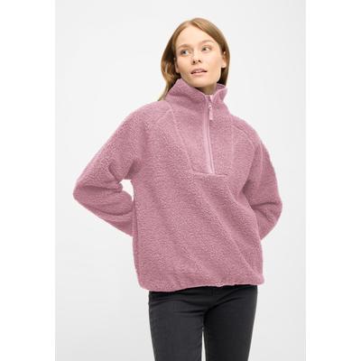 Fleecejacke DERBE "Kuschelby Troyer", Damen, Gr. 44, rosa (coral blush), Obermaterial: 100% Polyester, Basic, normal, Jacken Fleecejacke, Fleecepullover, Halfzip, warm, gemütlich
