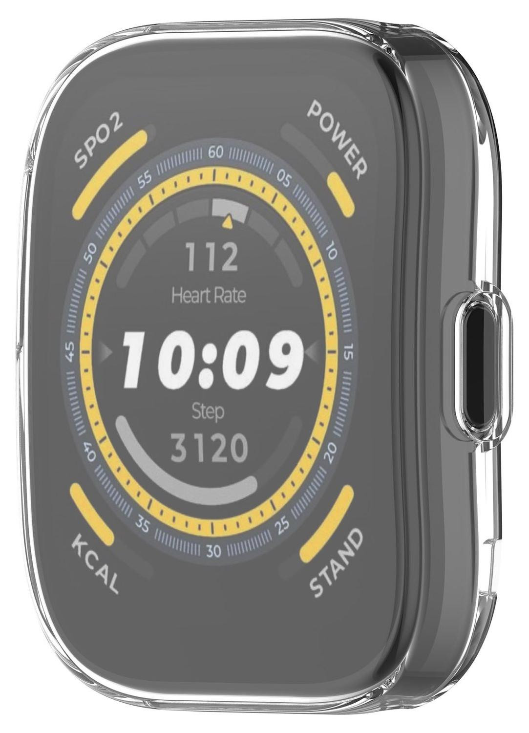 Wigento TPU siliconen hoesje voor Amazfit Bip 5 met beschermend glasplaatje, transparant