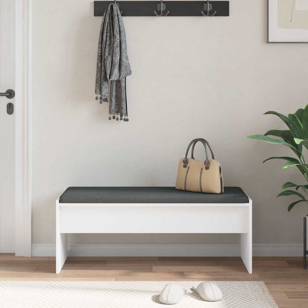East Urban Home Upholstered Bench White 40cm H x 103cm W x 38cm D