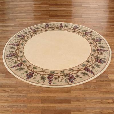 Kas Oriental Rugs / Exclusives "Napa Grape Border Round Rug, 7'6"" Round, Ivory"